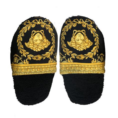 versace slippers black and gold|female Versace slippers.